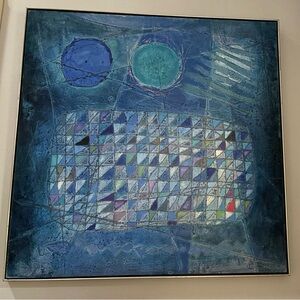 Abstract Blue Geometric Art Piece